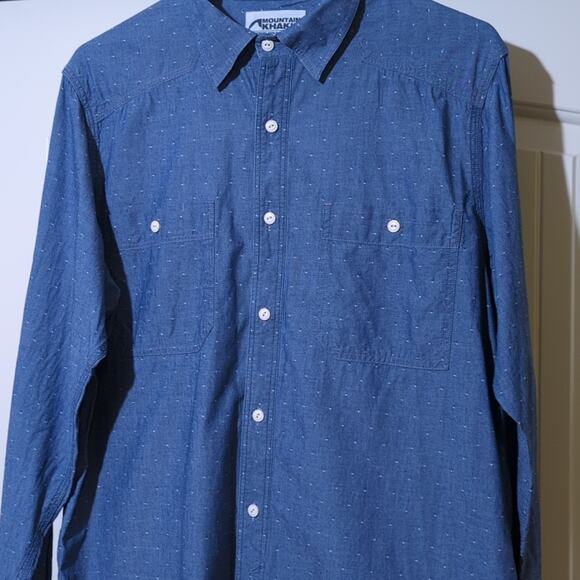 Mountain Khakis Chambray White Dot Button Down Shirt Women's Size Medium - Picture 2 of 12